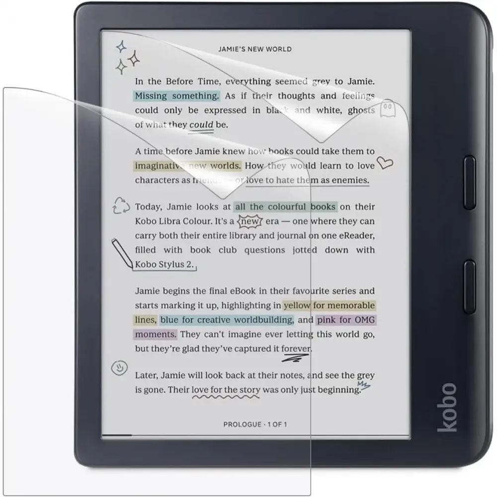 [2 Pack] T Tersely Tablet Screen Protector for Kobo Libra Colour, Premium Anti-Glare (Matte) PET Protective Film, Full-Coverage, Easy to Install, Protective Shield