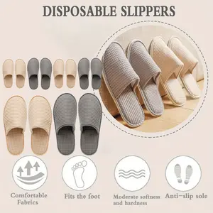 6 Pair House Slipper for Guest Non Slip Disposable Slipper for Travel Washable Reusable Closed Toe Hotel Bridesmaid Indoor Spa Wedding Party Shoeless Home
