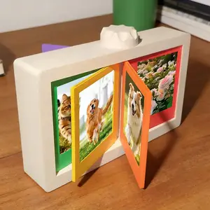 Desk Picture Frame 12-Slot Rotating Storage Rack Fits 3-Inch Cards Colorful Vertical Desktop Picture Frame For Family