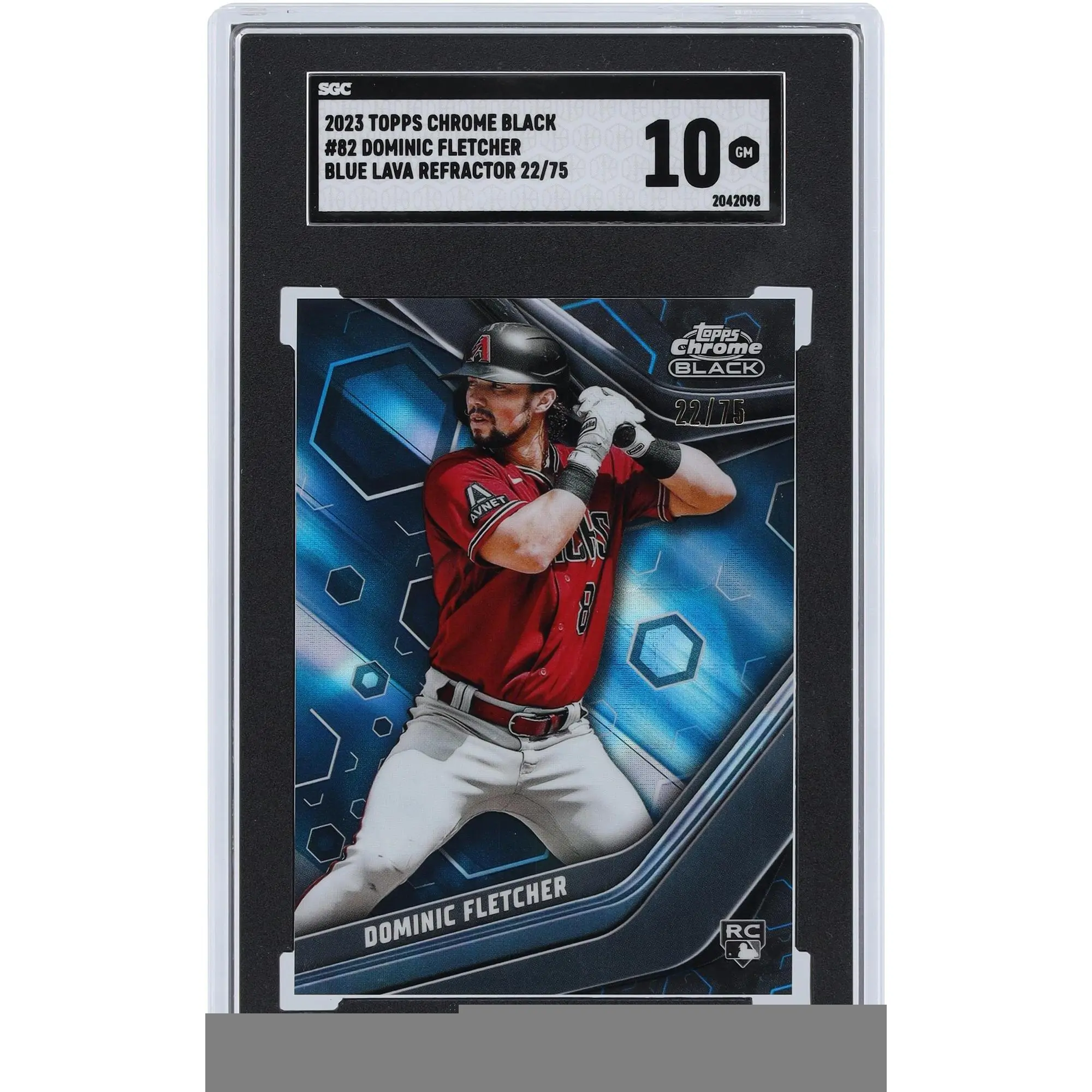 Dominic Fletcher Arizona Diamondbacks 2023 Topps Chrome Black Blue Lava Refractor #82 #22/75 SGC Authenticated 10 Rookie Card