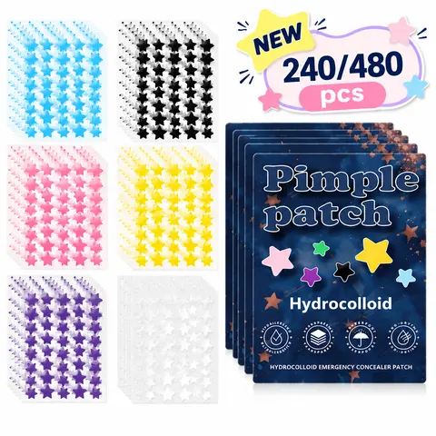 Star-Shaped Hydrocolloid Pimple Patches Bulk (480/1400 Count) - Hypoallergenic, PABA-Free Acne Spot Treatment for Sensitive Facial Skin, Daily Skincare Tool with 24-Month Shelf Life