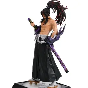 Demon Slayer Anime Figure Kokushibo Figure Gk Model Collection Desktop Decor Toy for Kids with Black and Purple Design