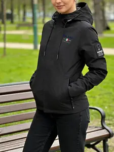 Women's Hooded Jacket Coat, Italian Flag Print, Casual Sporty Commuter Outerwear, Comfortable Fashion Design, Long Sleeve Fitted Style