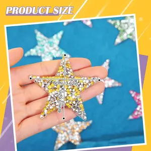 24 Pcs Glitter Star Shape Rhinestone Patches Hot Stamping Pattern Stickers Colorful Pentagram Hot Melt Adhesive Sticker for DIY Patches Appliques Beauty & Personal Care