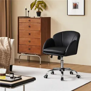 Costoffs Ergonomic 360° Swivel Adjustable Office Chair with Armrests, Deep Seat Cushion, Height-Adjustable Seat, Aesthetic Makeup Vanity Chair for Home Office, Bedroom