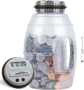 X-Large Piggy Bank for Adults, Digital Coin Counting Bank with LCD Counter, 2.8L Capacity Coin Bank Money Jar for Adults, Designed for All US Coins(Gray, X-Large)