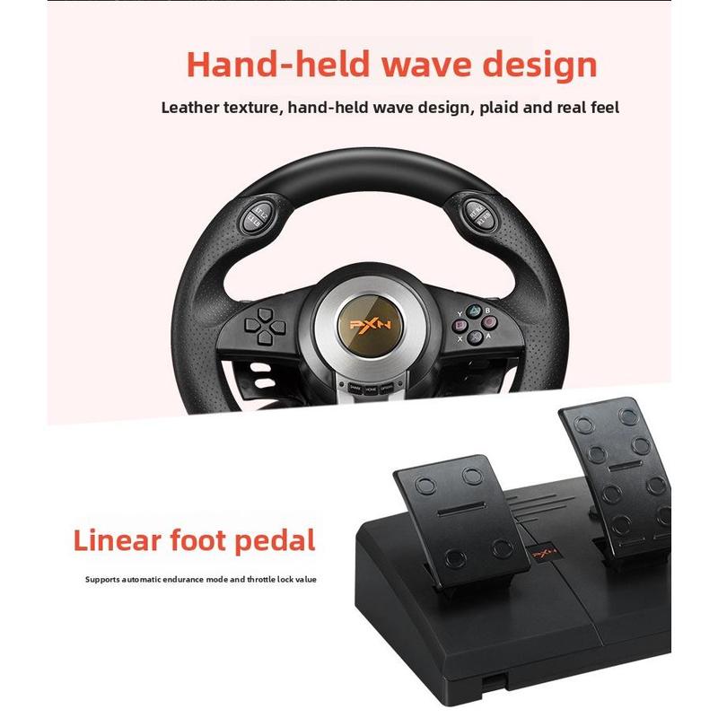 Ultimate Racing Experience!PXN-V3PRO Steering Wheel, Multi-System Support + One-Click Mode Switch, Dual Vibration + Stable Mount Set Complete