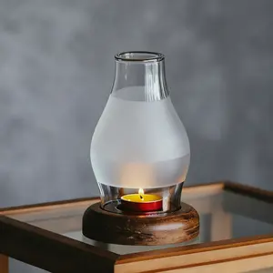 1pc Frosted Glass Candle Holder - Windproof Elegant Round Tealight Holder, Perfect for Christmas Thanksgiving Table Decor, Vintage Holiday Accent for St. Patrick's Day Easter Valentine's Day Ramadan, Mother's Day Gift for Mom, Votive Candle Holders