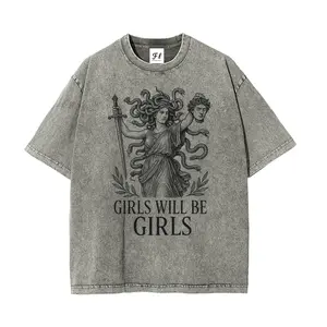 Girls Will Be Girls Medusa Shirt Oversize Unisex Washed T-Shirt for Women and Men's Unisex Fit Batik Cotton Oversize Streetwear Menswear  Super Soft Pre-Shrunk