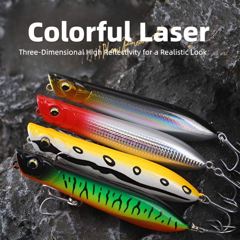 Scarlet Big Fishing Lure P2 Popper Lures with 3D Eyes, Joybait Bait Dog Mud Puppy Fishing Bait Ultra Topwater Saltwater Fishing Lures, Fishing Equipment Including Rod for GT Tuna Bass Large Fish Surf & Offshore Saltwater Fishing#big fishing lure p2