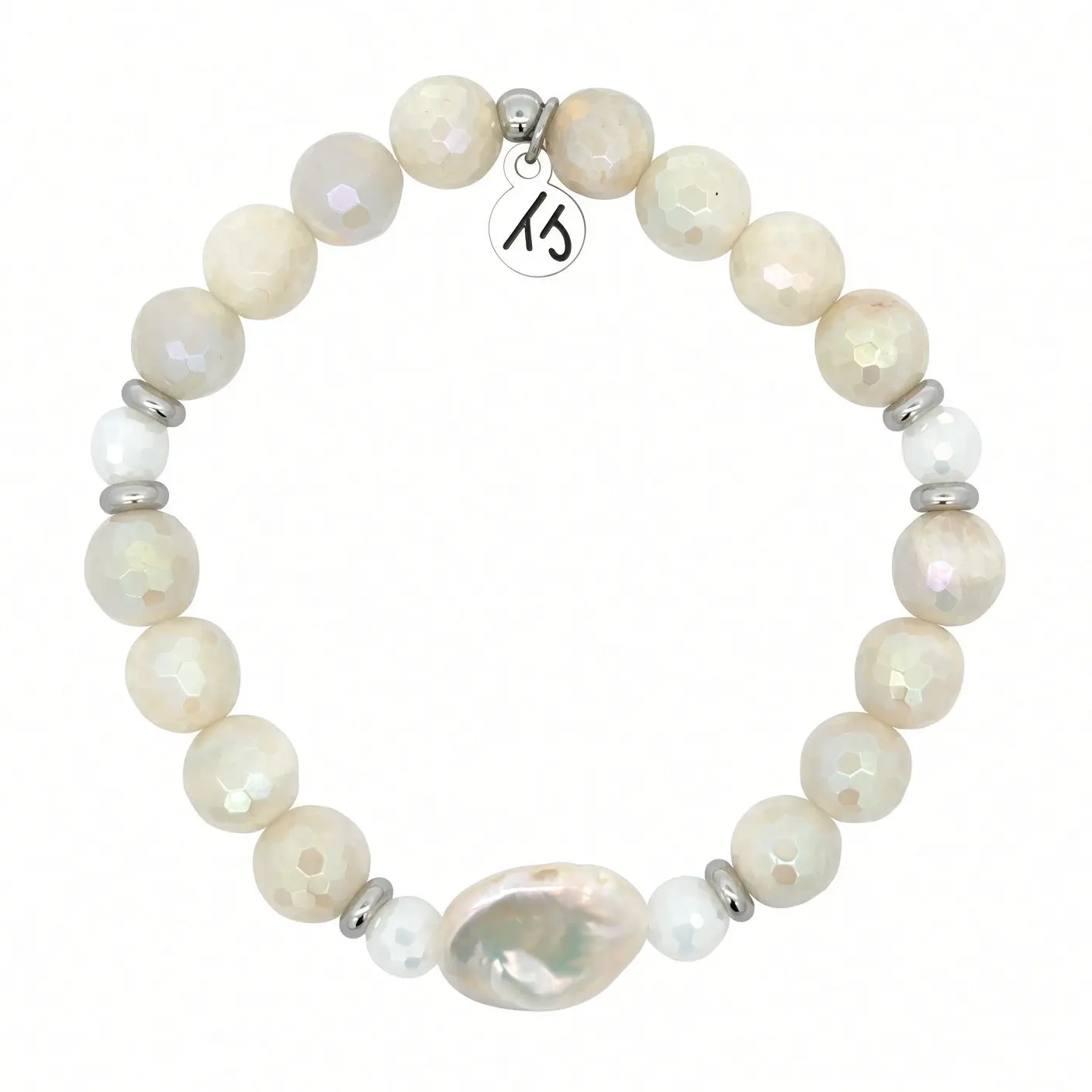 TTT Live Exclusive Moonstone Gemstone with Pearl & White Crystal Bracelet