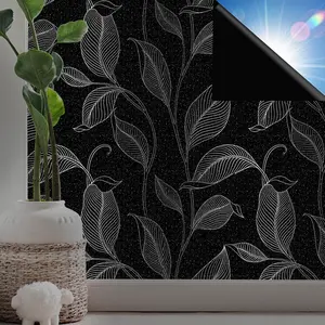 1pc (43*100cm) Botanical pattern removable window sticker, 100% light-blocking and UV protection - window privacy film, window film, privacy window film - static adsorption glass film - heat insulation and UV protection, for door and window glass decorati