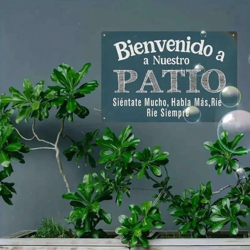 Vintage Spanish Welcome Sign Bienvenidos a Nuestra Patio Rustic Farmhouse Decor Heavy-Duty Aluminum Metal Wall Plaque 7.8x11.8 Inches Indoor Outdoor Housewarming Wedding Gift Vintage Plaque Decoration Rustic Farmhouse Design