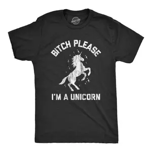 Mens Bitch Please I'm A Unicorn T Shirt Funny Mythical Sassy Horse Sarcastic Tee Mens Funny T Shirts Cool Vintage Fashion T-Shirt Gift Classic Menswear Funny Unicorn Short Sleeve Novelty Tees for Guys Black