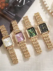 Vintage Women's Luxe Steel Strap Watch, Stylish Minimalist Square Quartz Watch with Gift Box, Perfect for Daily Wear and Gifting