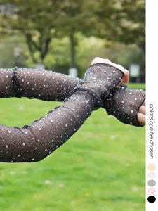 Summer Women's Lace Rhinestone Lightweight Elastic Sun Protection Arm Sleeves, Shiny Arm Decor, Enhance Outfit Effortlessly, Perfect for Travel Parties