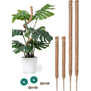 4 Pack Moss Pole Monstera  Support, 2 Pack 28" & 2 Pack 48" Bendable  Stakes Made of Real Coco Coir Support for Climbing Indoor , Tall Moss Stick Trellis for Potted Climbers