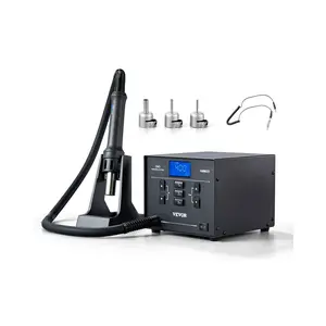 VEVOR Hot Air Rework Station, 1000W Digital SMD Rework Station, 212-896 Hot Air Gun with 99-Level Adjustable Airflow, 3 Pre-Set Channels 3 Hot Air Nozzles for Chip Dismantling, Electronics Repair