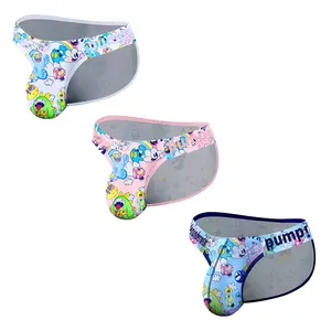 Men's Cartoon Briefs High Cross Triangle Bikini Sexy Low Rise Graffiti Print Underwear