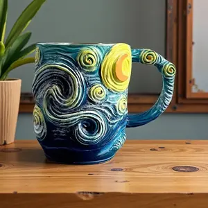 Hand-painted Starry Sky Tea Cup Double Wall Stainless Steel Construction, Modern Coffee Tumbler Drinking Cup Use, Aesthetic Drinkware Style, Reusable Daily Beverage Container, Hot Cold Tea Water Milk, Drinking Mug