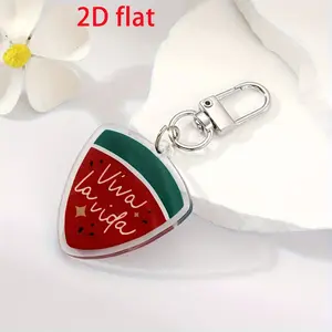 2D Flat 1pc Acrylic Watermelon Themed Keyring with Lobster Clasp - Playful Fun Vibrant Vivid Design Cartoon Style Acrylic Material Keychain for Decoration - Ladies Key Ring Ideal for Valentine'S Day Gift
