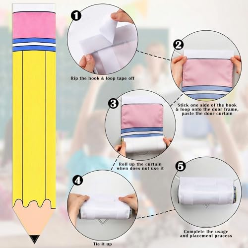 2 Pcs Classroom Door Cover Curtains with Pencil & Composition Notebook Patterns, Back to School Privacy Window Covering, Student Friendly Classroom Decor for Kindergarten Primary Daycare Teacher Office Door 2 Pcs Classroom Door Cover Curtains with Pencil & Composition Notebook Patterns, Back to School Privacy Window Covering, Student Friendly Classroom Decor for Kindergarten Primary Daycare Teacher Office Door