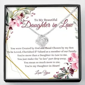 To My Daughter In Law Love Knot Pendant Necklace, Luxury Gift For Daughter In Law, Women's Jewelry, Pendant Necklace For Daughter In Law, With Gift Box