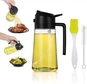 Glass Olive Oil Sprayer Bottle with Silicone Brush and Cleaning Brush for Cooking and Baking Essential Kitchen Tool