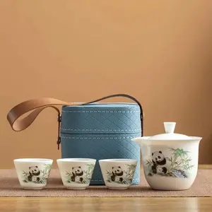 T09. Travel Tea Set, Outdoor Portable Gongfu Tea Set, Quick Brew Teapot for Home & Gifting, Portable Brewing Set