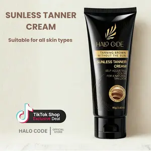 Halo Code Sunless Tanner Cream - Golden Natural Bronzed Hydrating Tanning Glow Vegan Cruelty Free Moisturizer for All Skin Types