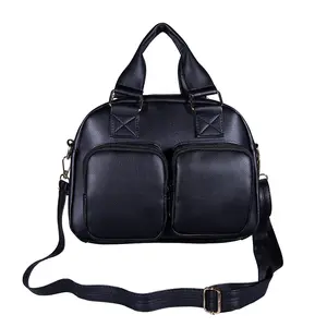 Passage Faux Leather Satchel Bag with Front Pocket