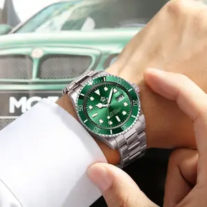 automatic mechanical watch, couple watches, men's 44mm watch, women's 33mm watch, diver style watch, business sport watch, waterproof wristwatch, green dial watch, luxury casual watch, multi-color watch, dress watch for men, minimalist women watch, couple