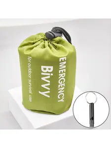 Portable Emergency Sleeping Bags Set (2Pcs) with Storage Bag & Whistle, Lightweight Survival Supplies, Suitable for Camping Hiking, Earthquake Hurricane Warmth, Unisex Four-Season Use