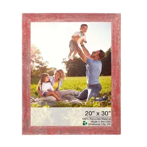 HomeRoots 386540 20 x 30 in. Rustic Farmhouse Red Wood Picture Frame