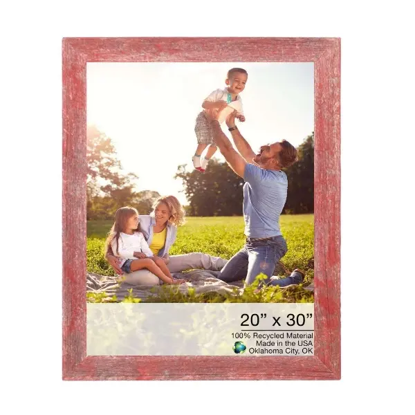 360 Stand Handmade Reclaimed Wood Rustic Farmhouse Red Photo Frame - 20x30 in, Home Decor for Wall or Tabletop Display, Wooden, Handcrafted, 20 X 30 In