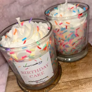 Lexze Candle Co. Birthday Cake Candle with Sprinkles & Whipped Cream Design for Party Decor & Ornaments