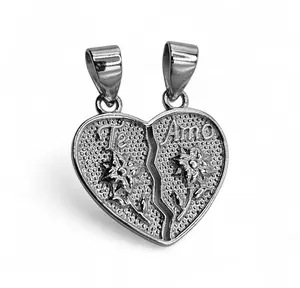 Breakable Heart Pendant Silver 925 "Te Amo" Engraving Customizable