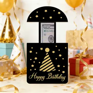 1pc Birthday Money card box,Birthday Money wooden Box for Cash Gift with Pull Out Card,Gift box design,for Parents, Lovers, Kids and Friends, Creative Way to Give Cash as A Gift