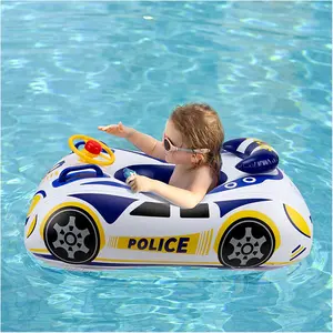 3D Car Design Baby Pool Float, PVC Baby Toddler Swim Float, Swimming Seat Boat Pool Toy with Steering Wheel for 12 Months to 3+ Years Old Girl Boy