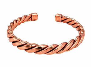 Premium Twisted Copper Cuff Bracelet – Adjustable Open Bangle for Men & Women | Stylish Rope Design Wristband