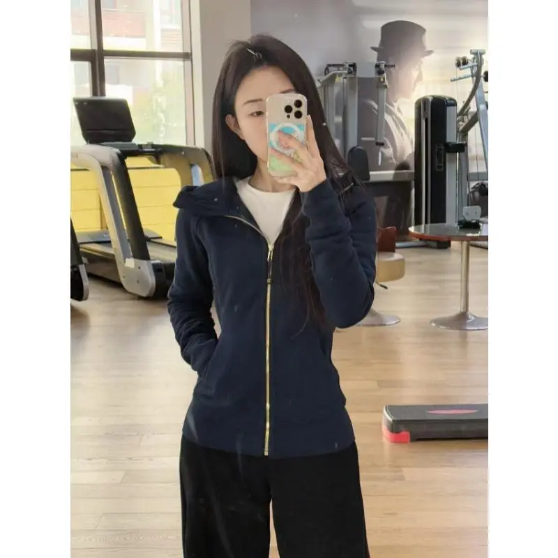 Fleece-Lined Slim-Fit Hoodie Jacket with Embroidered Gold Label Fleece-Lined Slim-Fit Hoodie Jacket with Embroidered Gold Label