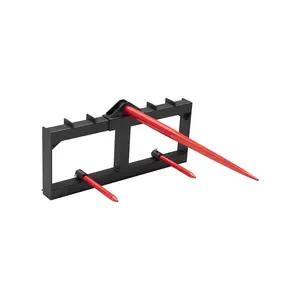 GAOMON 49" Hay Spear, 3000lbs Capacity Quick Attach for Skid Steer Loader & Tractor with 1pcs Hay Spear and 2pcs 17" Stabilizer Spears Spike Fork for Hay Bale Handling (Red)