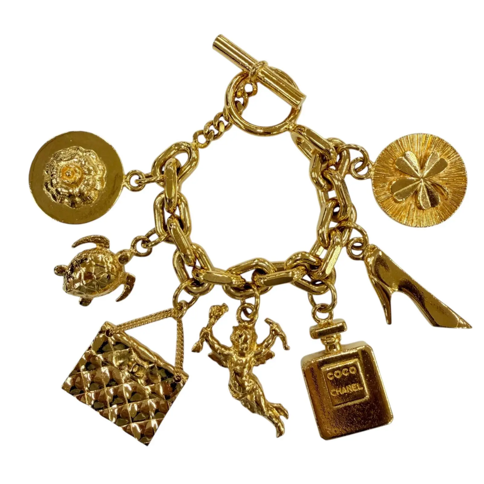 Pre-owned CHANEL Gold-plated Small Leather Goods Icon Charm Bracelet