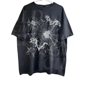 Spider Web Bat Vintage Y2k T-Shirt, Retro Horror 90s Style Bat T-Shirt, Washed Retro Gothic Shirt, Funny Tee, Adult Grunge 2000s Spider Dark Art Shirt