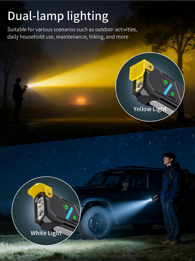 Black Panda Hiking Repair Flashlight with Magnetic Suction Function - Compact & Portable for Outdoor Activities