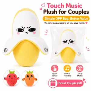 Interactive Touch Music Plush Toy for Couples, Banana Strawberry Carrot Electric Plush with Built-in Melodies, Funny Hanging Sensory Toy for Date Night, Friends Party, Parent-Child Play, Cute Gift for Valentine’s Day & Easter