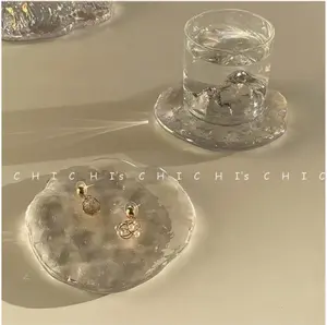 Scandinavian Style Glass Coaster Set - Thick Heat Resistant, Fashionable Asymmetrical Ice Cube Design. Ideal For Home Decor