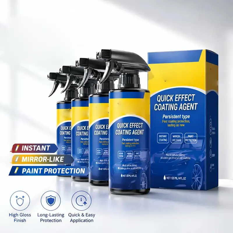 120ml Quick Acting Car Coating Spray - Automotive Coating Agent with Nanotechnology, Professional Detailing Polish, Waterless Wax, Advanced Paint Protection Durable Barrier for Car Plastic Trim, Glass