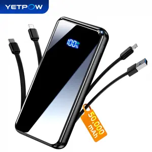 YETPOW Portable Power Bank Charger (>20000mAh), 50000mAh Battery Pack with Built-in Cable, USB-C PD 22.5W Fast Charging, 6 Outputs & 2 Inputs, Mobile Smartphone Accessories for iPhone 17/16/15/14/13/12, Travel Essential, JM4 Pro summerwins