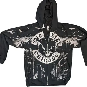 Monster Print Black Cat Hoodie